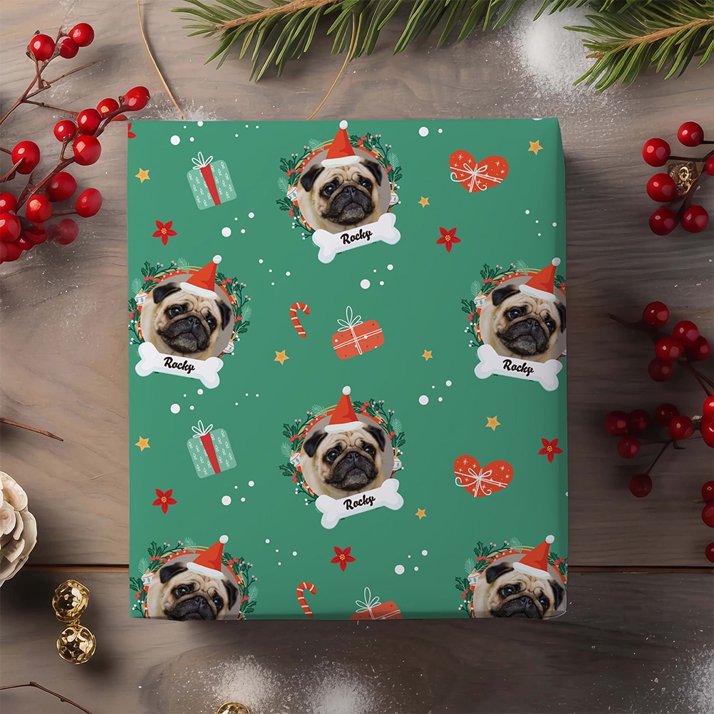 Papel de Regalo Mascotas con Foto y Nombre personalizado