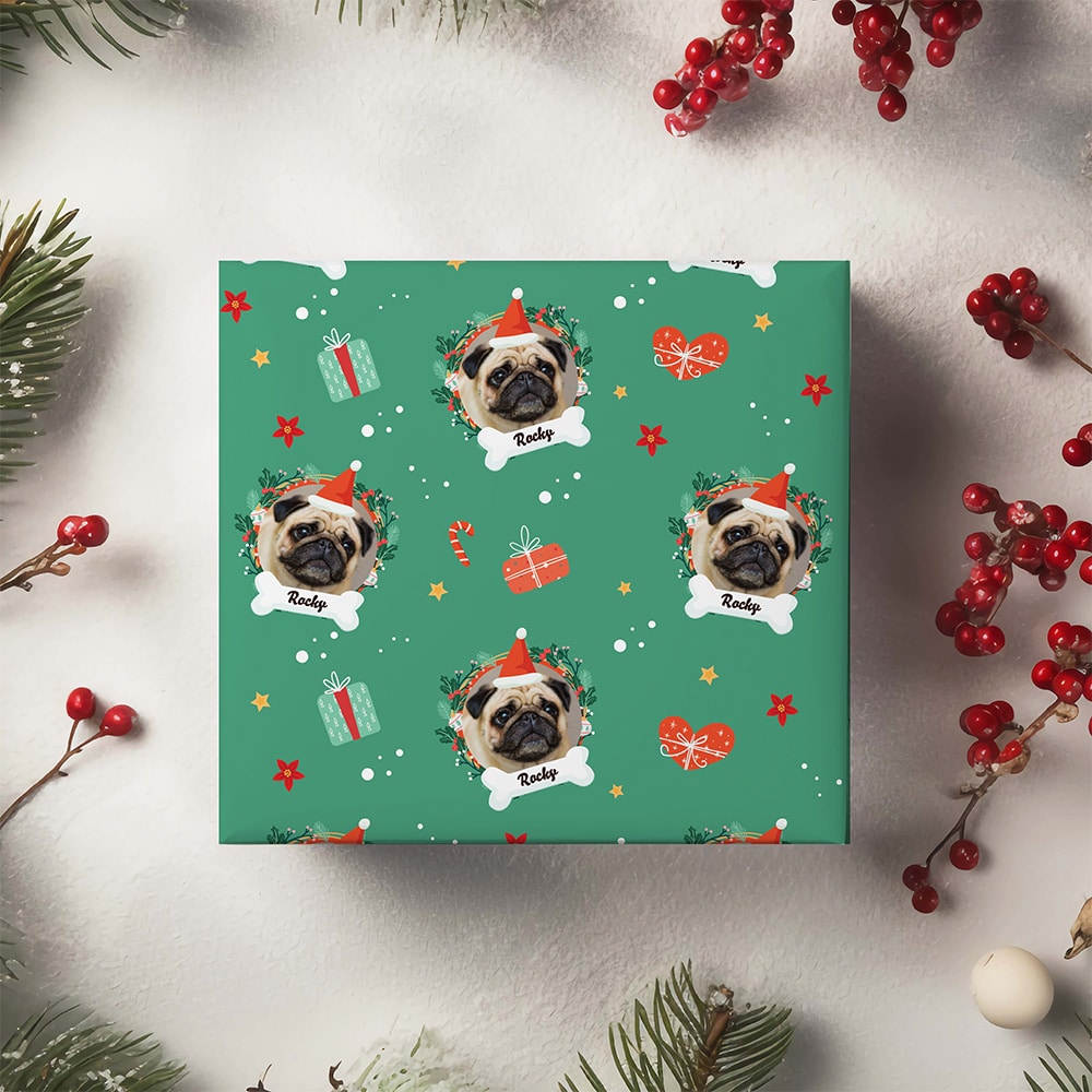 Papel de Regalo Mascotas con Foto y Nombre personalizado