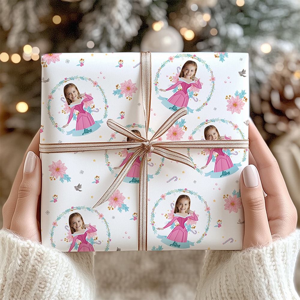 Papel de Regalo Infantil Princesas con Foto y Nombre personalizado