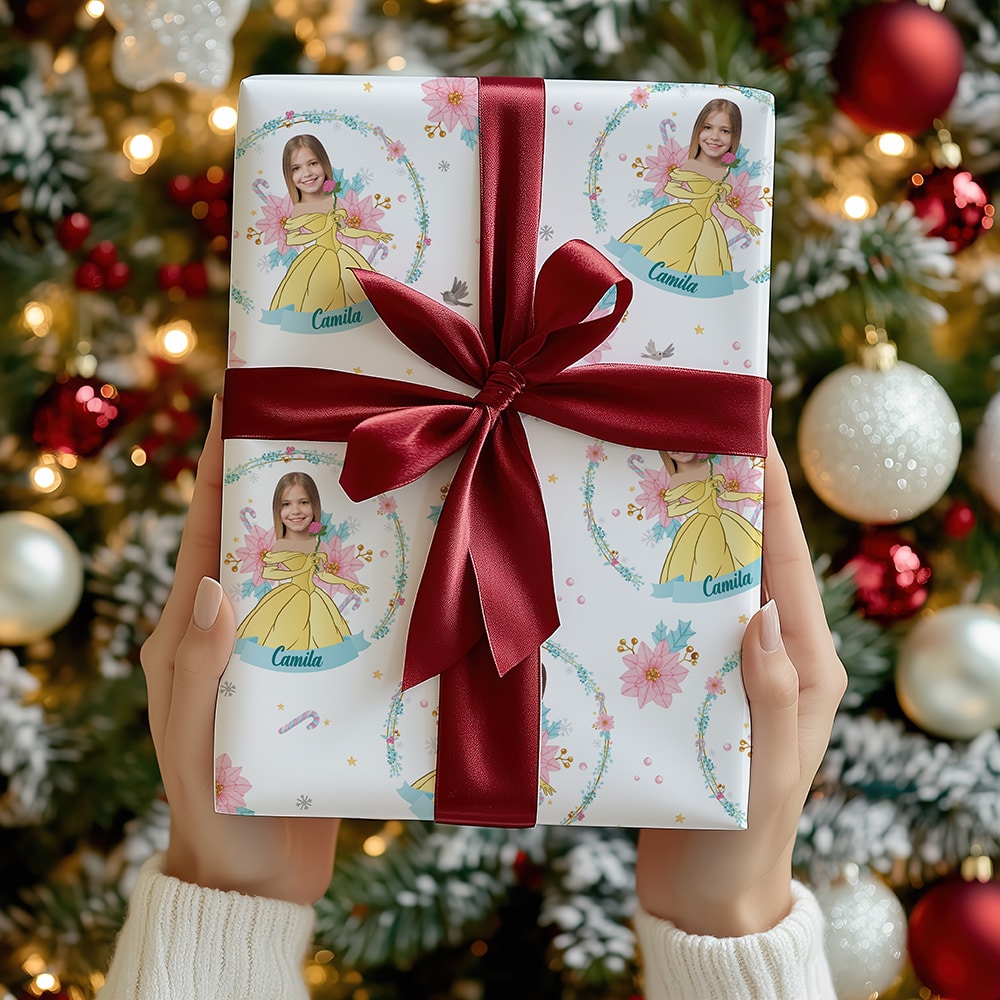 Papel de Regalo Infantil Princesas con Foto y Nombre personalizado