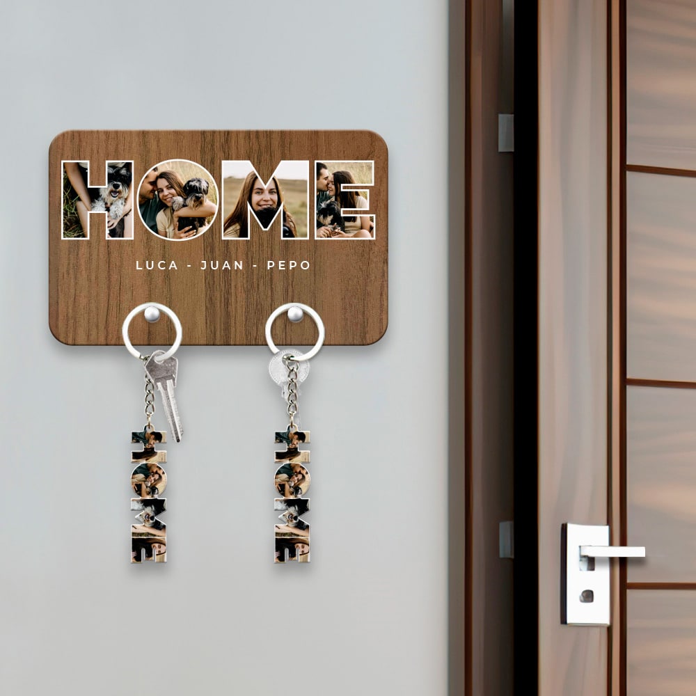 Colgador de Llaves HOME con Fotos y Texto personalizado