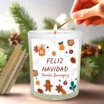 Miniatura de Vela Iconos Navideños con Texto personalizada