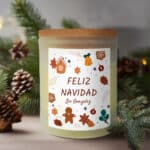 Miniatura de Vela Iconos Navideños con Texto personalizada