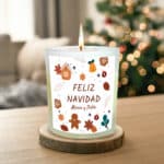 Miniatura de Vela Iconos Navideños con Texto personalizada