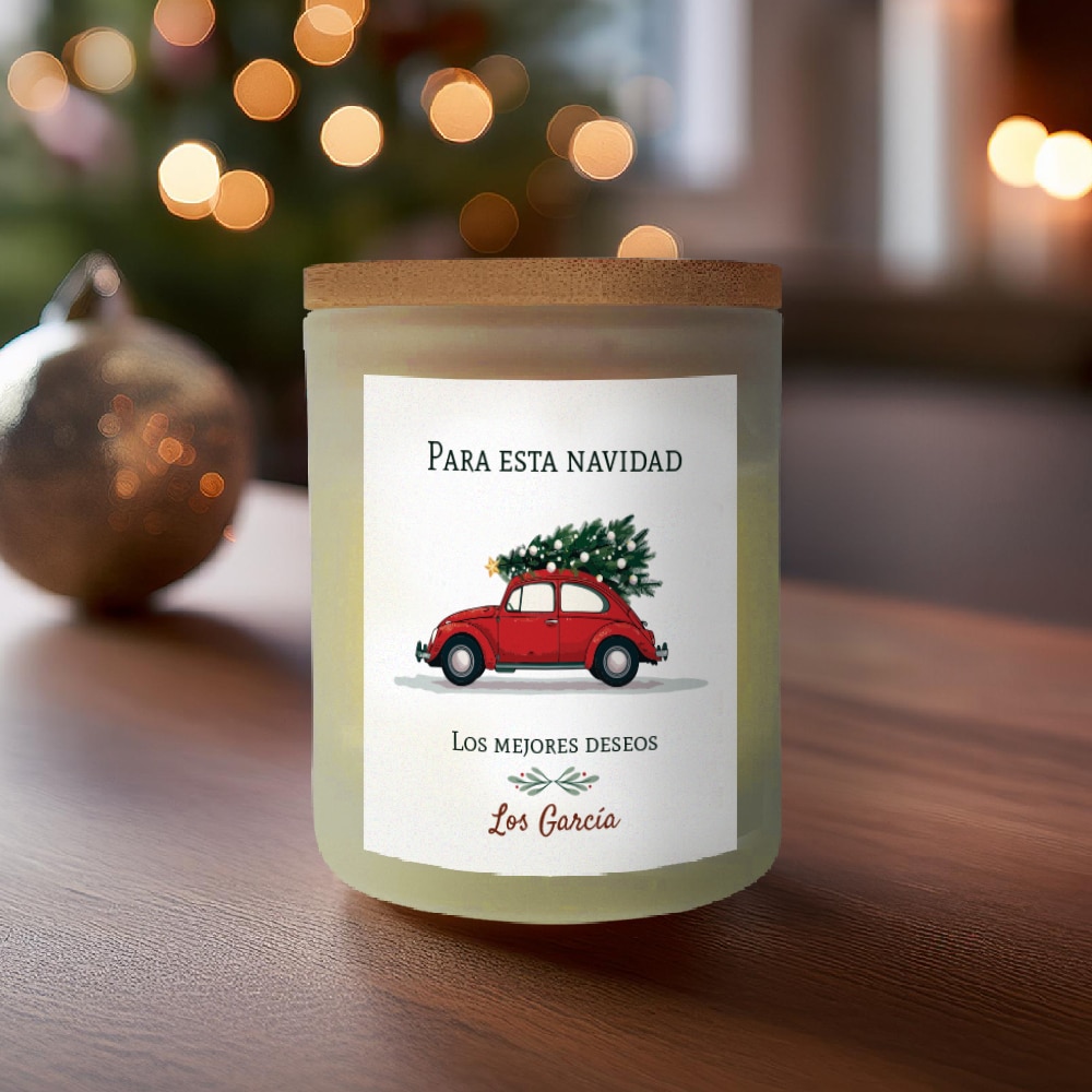 Vela Coche Navideño con Texto personalizada