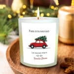 Miniatura de Vela Coche Navideño con Texto personalizada