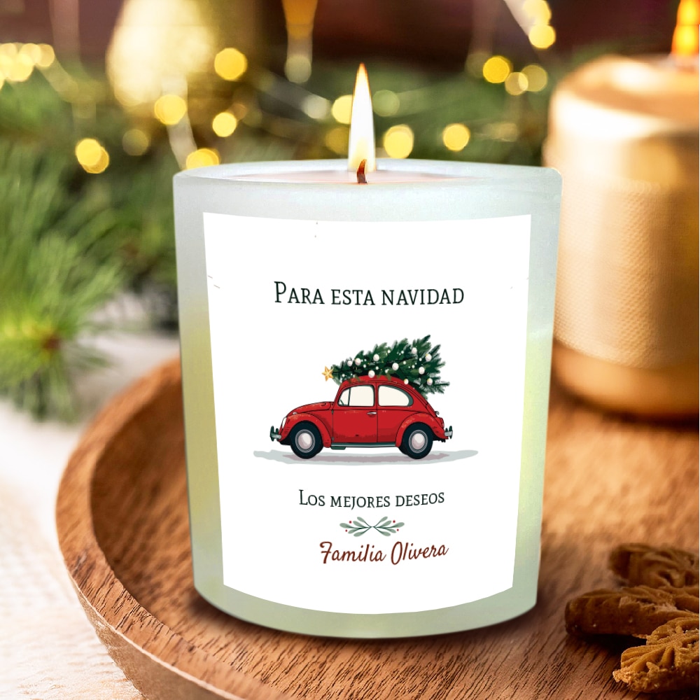 Vela Coche Navideño con Texto personalizada