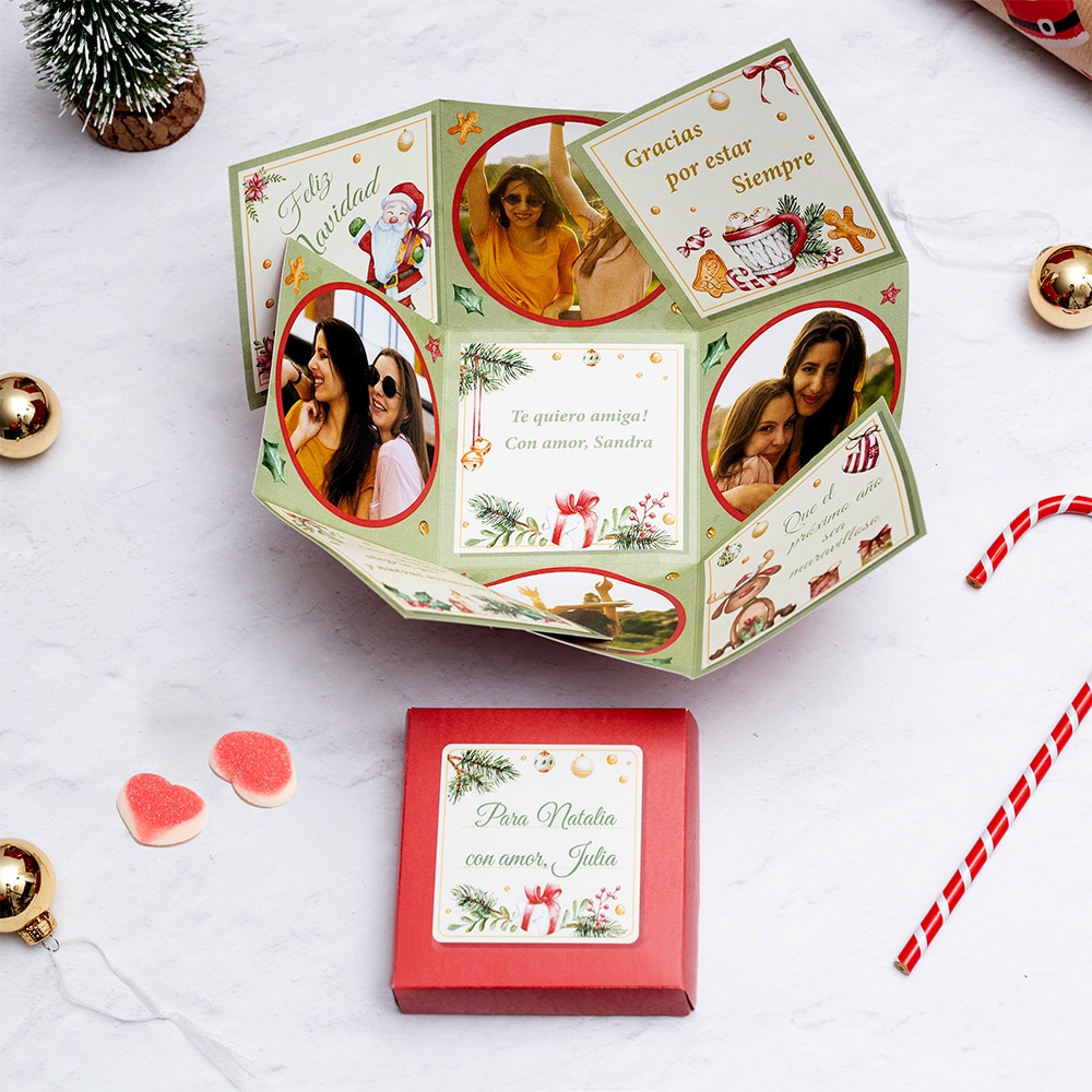 Caja Sorpresa Navidad Roja con Fotos y Textos personalizada