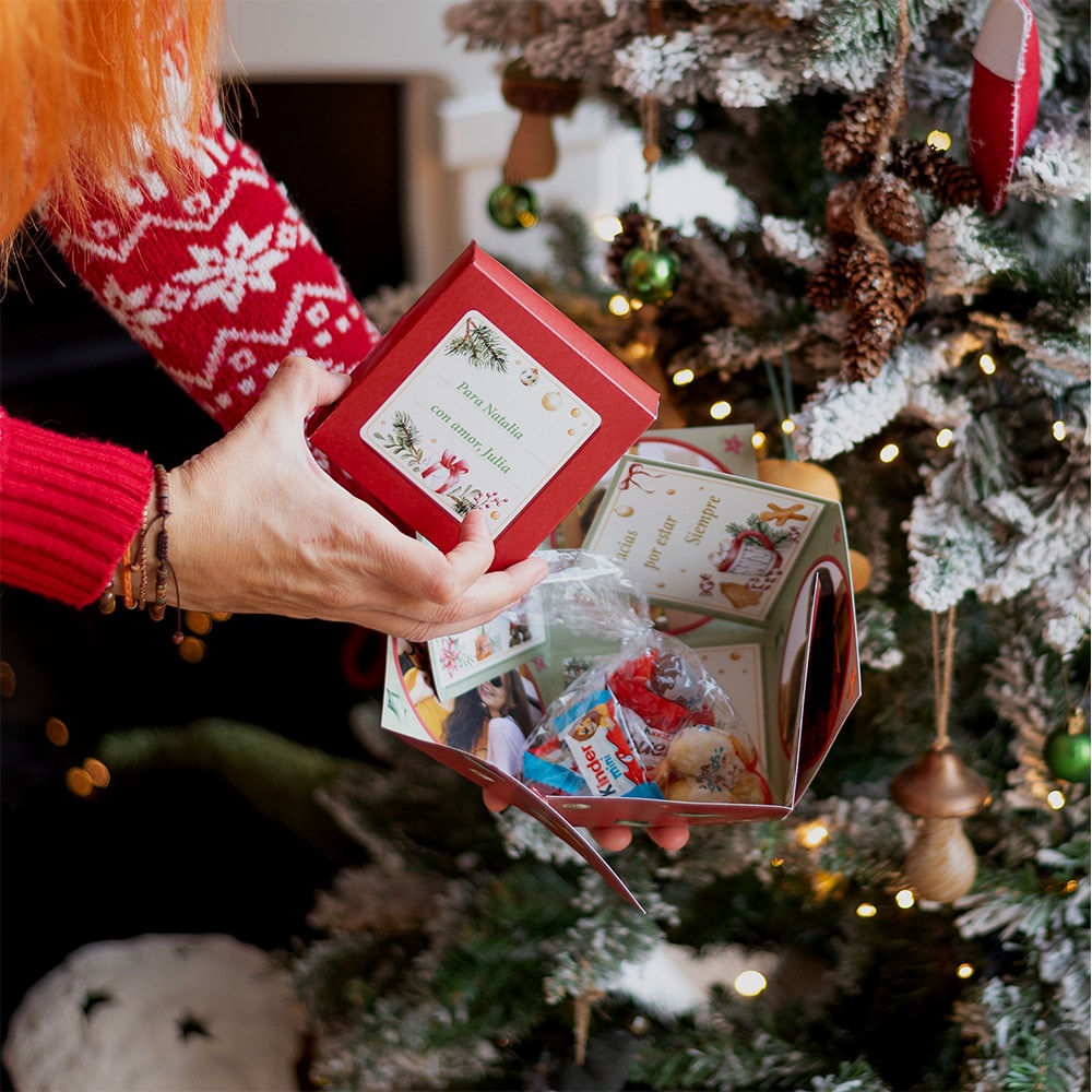 Caja Sorpresa Navidad Roja con Fotos y Textos personalizada