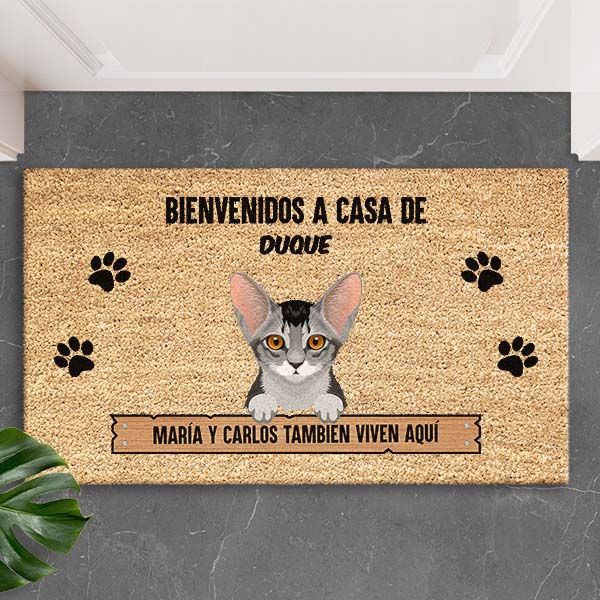 Felpudo Bienvenidos a Casa con Nombre de Mascota personalizado