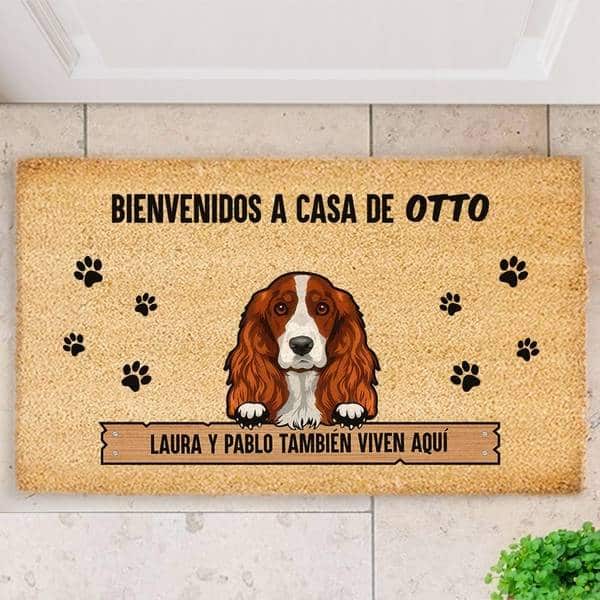 Felpudo Bienvenidos a Casa con Nombre de Mascota personalizado