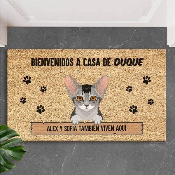 Felpudo Bienvenidos a Casa con Nombre de Mascota personalizado