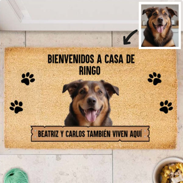 Felpudo Bienvenidos a Casa con Nombre de Mascota personalizado
