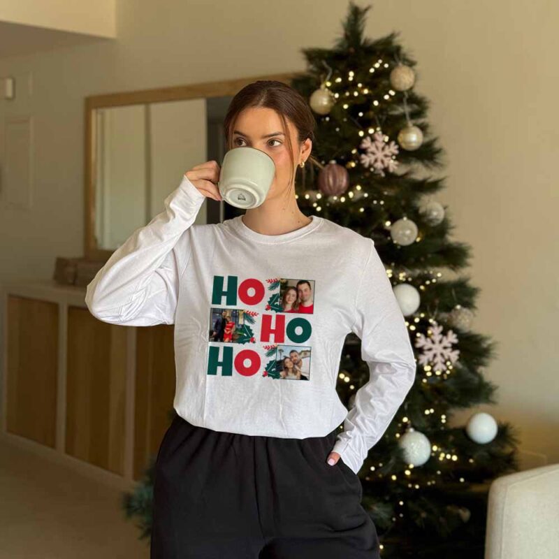 Pijama HO HO HO con Tres Fotos personalizado