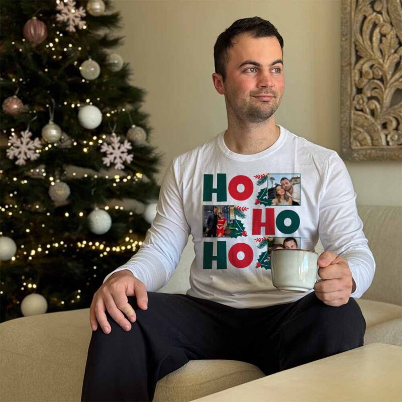 Pijama HO HO HO con Tres Fotos personalizado