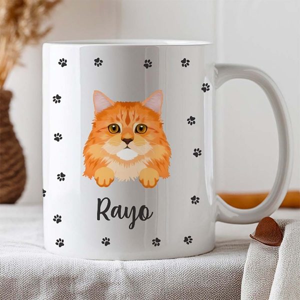 Taza Patitas con Nombre de Mascota personalizada