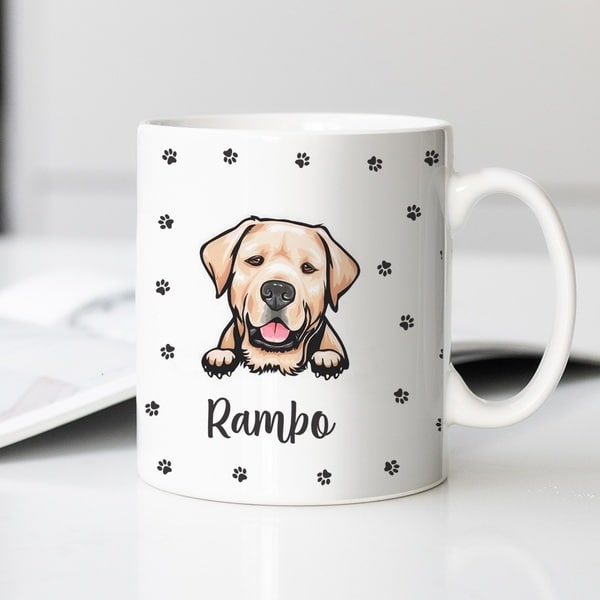 Taza Patitas con Nombre de Mascota personalizada