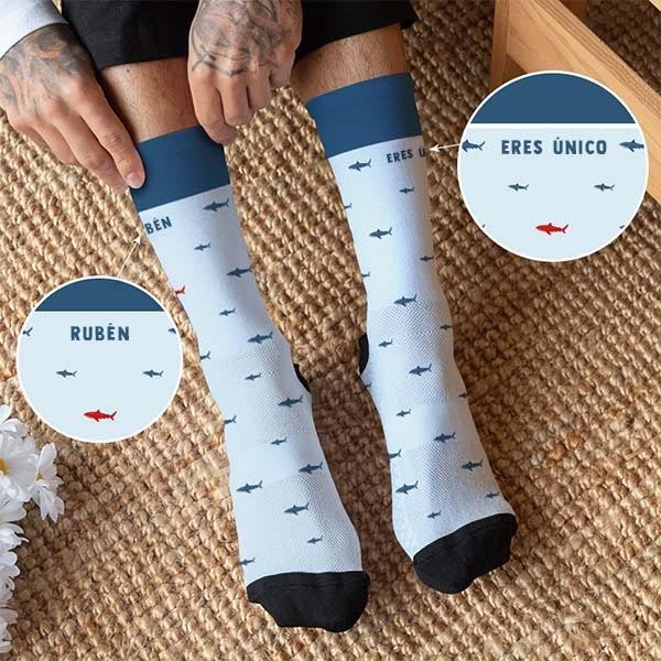 Calcetines Tiburón con Nombre y Texto personalizados