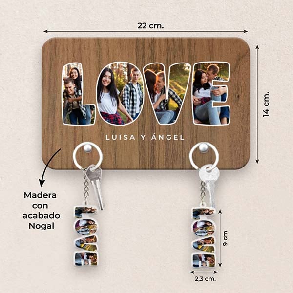 Colgador de Llaves Love con Fotos y Texto personalizado