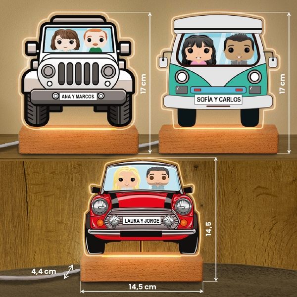 Lámpara Funkos en Coche con Nombres personalizada