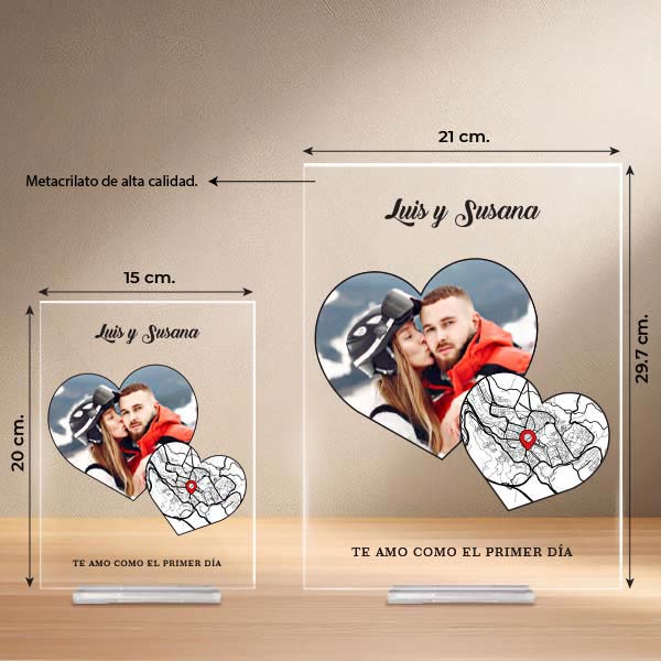 Placa Corazones con Mapa del Amor y Fotos personalizada