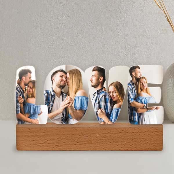 Placa Love con Fotos y Texto personalizada