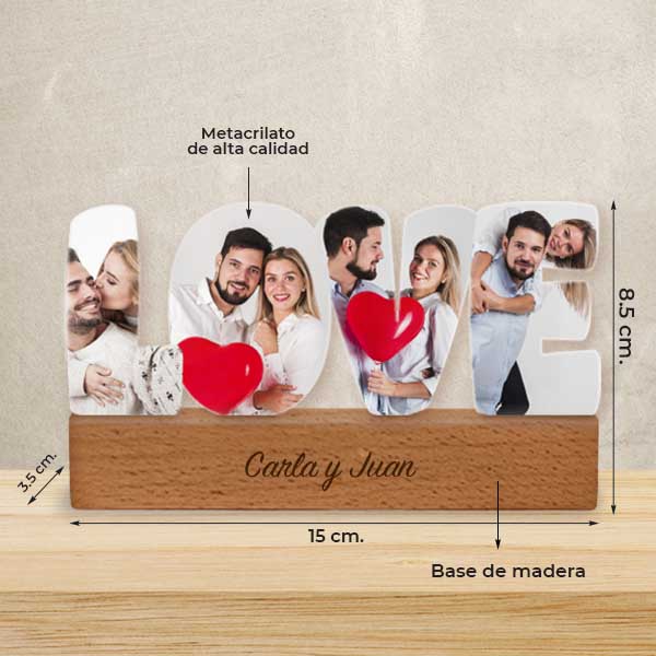 Placa Love con Fotos y Texto personalizada