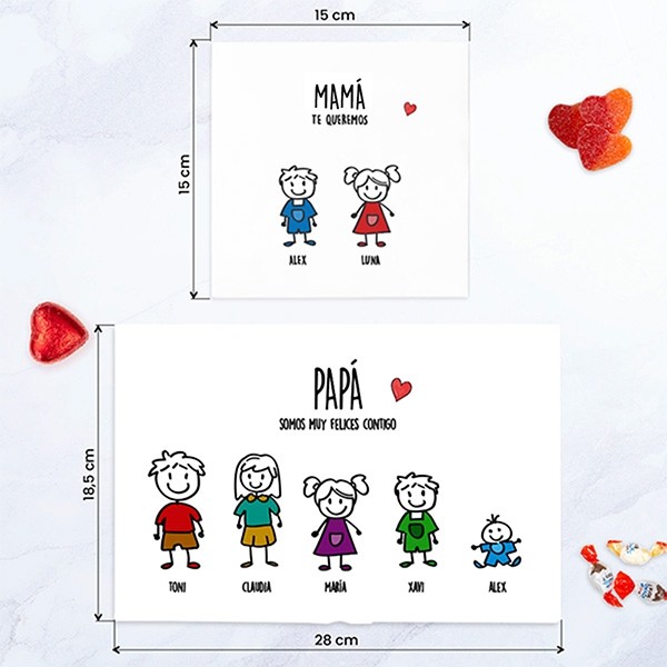 Caja de Dulces Muñecos con Texto personalizada