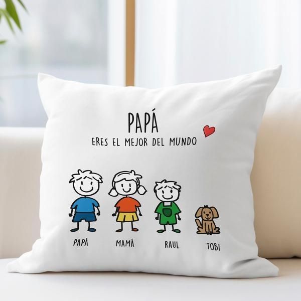Cojín Muñecos con Texto personalizado