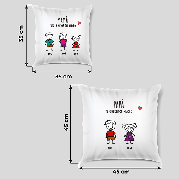 Cojín Muñecos con Texto personalizado