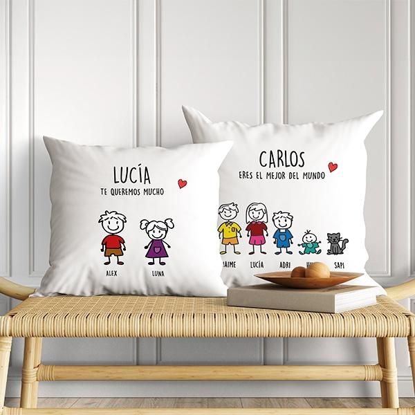 Cojín Muñecos con Texto personalizado