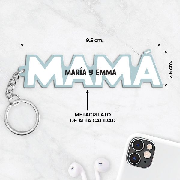 Llavero Mamá con Texto en Letras personalizado