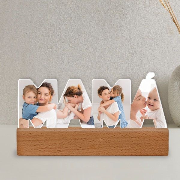 Placa Mamá con Base de Madera y Foto personalizada