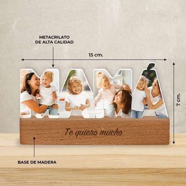 Placa Mamá con Base de Madera y Foto personalizada