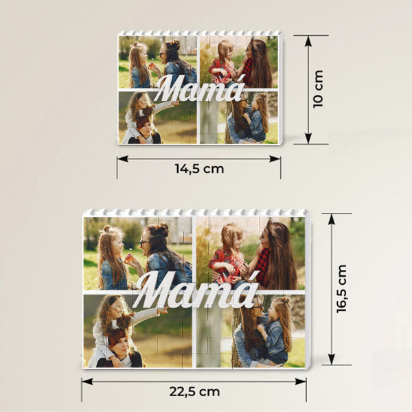 Puzle de Bloques Mamá Collage con Cuatro Fotos personalizado