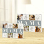 Miniatura de Puzle de Bloques Mamá con Cuatro Fotos y Siluetas personalizado
