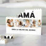 Miniatura de Puzle de Bloques Mamá con Cuatro Fotos y Texto personalizado