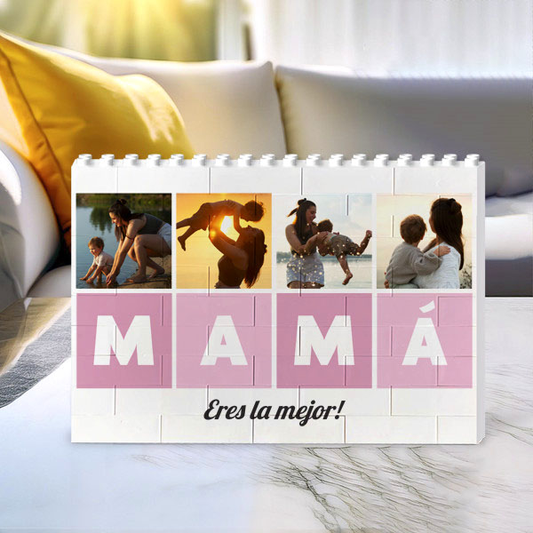 Puzle de Bloques Mamá con Cubos Horizontales personalizado