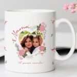 Miniatura de Taza Corazón Floral con Foto y Texto personalizada
