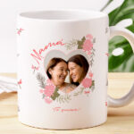 Miniatura de Taza Corazón Floral con Foto y Texto personalizada
