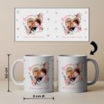 Miniatura de Taza Corazón Floral con Foto y Texto personalizada