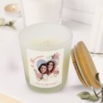 Miniatura de Vela Corazón Floral con Foto y Texto personalizada