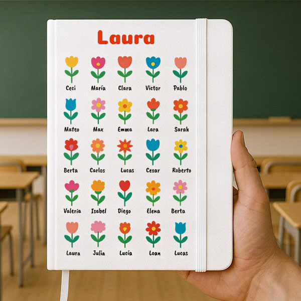 Libreta Flores con Nombre y Texto personalizado