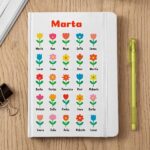 Miniatura de Libreta Flores con Nombre y Texto personalizado
