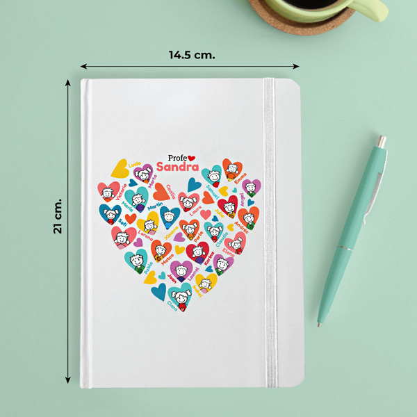 Libreta Corazones con Muñecos con Nombre y Texto personalizado