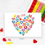 Miniatura de Caja de Dulces Corazones con Muñecos con Nombres y Texto personalizado