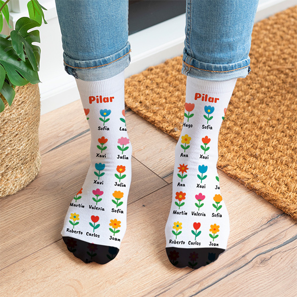 Calcetines Flores con Nombres Personalizado