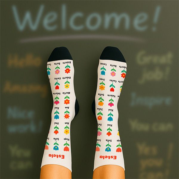 Calcetines Flores con Nombres Personalizado