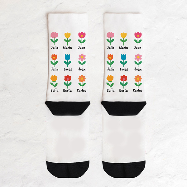 Calcetines Flores con Nombres Personalizado