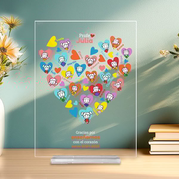 Placa Corazones con Muñecos con Nombres personalizado
